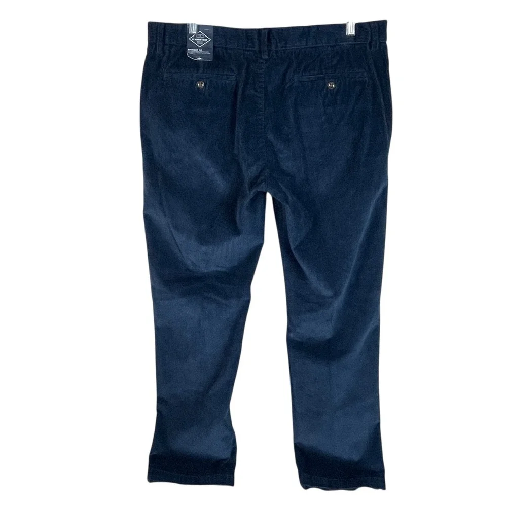 NEW St. Johns Bay Mens Straight Fit Corduroy Pants 36x32 Blue Stretch Flat Front
